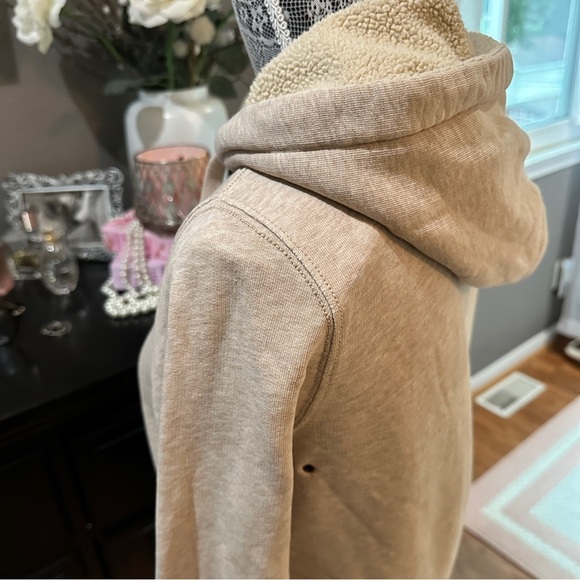 J.Crew Vintage Sherpa Lined Zip Hoodie Sweatshirt Beige Size Small - Picture 6 of 16